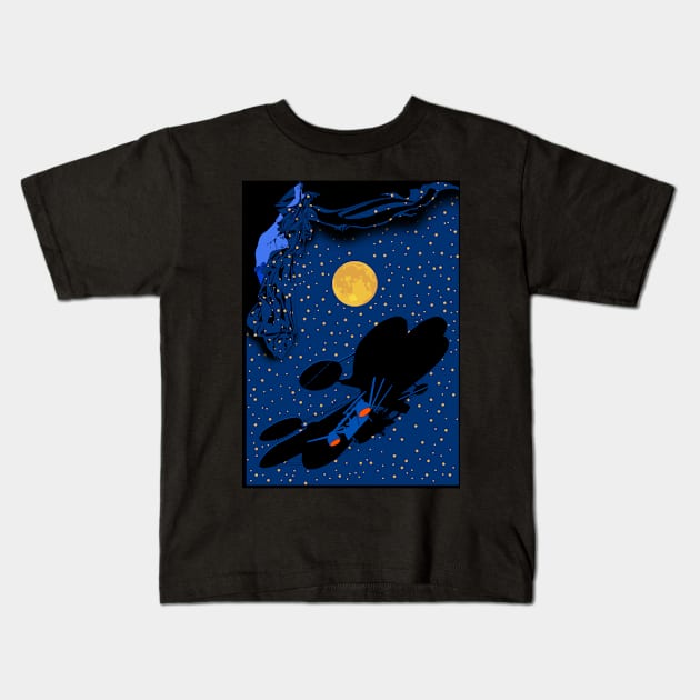 Halcyon Visits the Moon Kids T-Shirt by bensmall